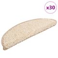 vidaXL Schodové rohože 30 ks 56x17x3 cm krémové, polkruhové