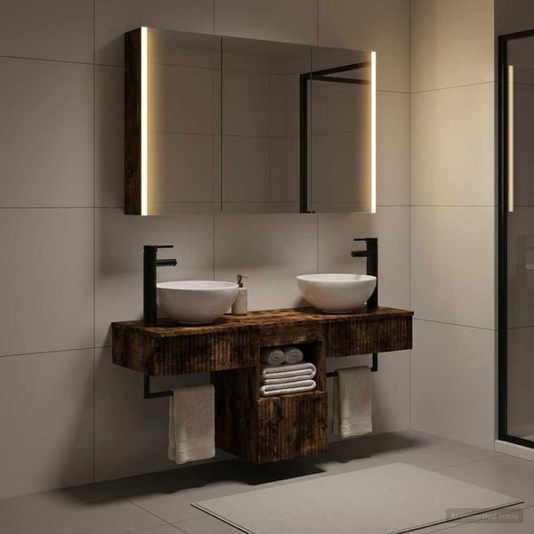 vidaXL Set kabinetov do kúpeľne 4 pcs Dymový dub 103,5 x 15,5 x 70 cm