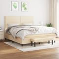 vidaXL Posteľný rám boxspring s matracom krémový 160x200 cm látka