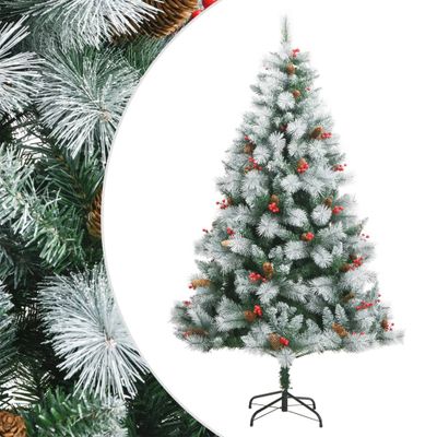 vidaXL Umelý výklopný vianočný stromček so šiškami a bobuľami 240 cm