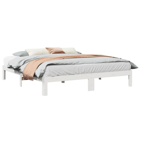 vidaXL Posteľ bez matraca biela 180x200 cm masívna borovica