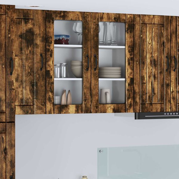 vidaXL Nástenný sklenený kabinet LUCCA Dymový dub 80 x 31 x 80 cm