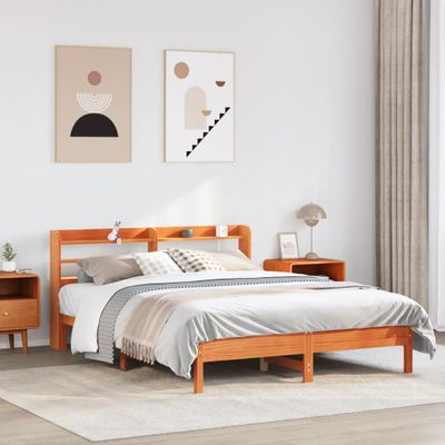 vidaXL Posteľ bez matraca voskovo hnedý 135x190 cm masívna borovica