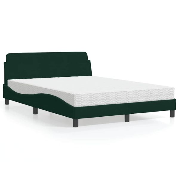 vidaXL Posteľ s matracom Dover tmavozelený 140x200 cm zamat