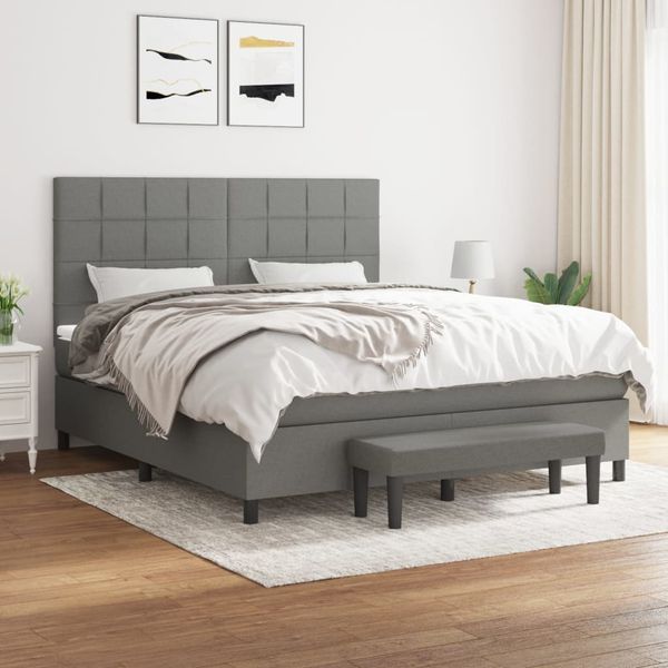 vidaXL Boxspring posteľ s matracom tmavosivá 160x200 cm látka