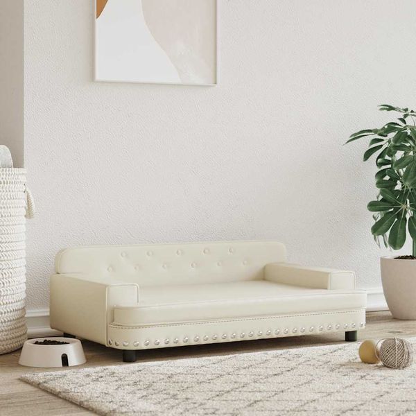vidaXL Pelech pre psa krémový 90x53x30 cm umelá koža