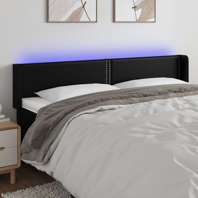 vidaXL Čelo postele s LED čierne 183x16x78/88 cm umelá koža