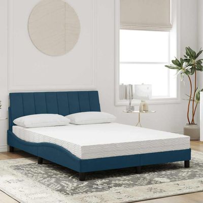 vidaXL Posteľ s matracom Hanko modrý 140x190 cm zamat