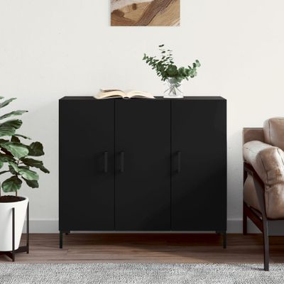 vidaXL Komoda čierna 90x34x80 cm kompozitné drevo