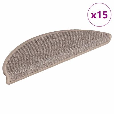 vidaXL Schodové rohože 15 ks 56x17x3 cm tmavobéžové polkruhové