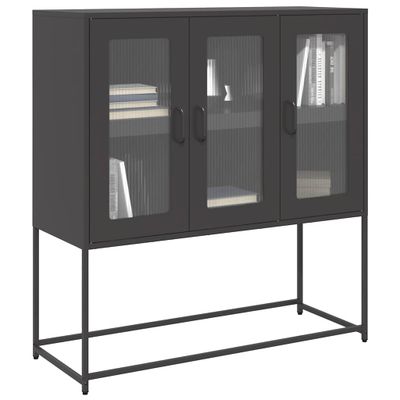 vidaXL Komoda čierna 100,5x39x107 cm oceľ valcovaná za studena