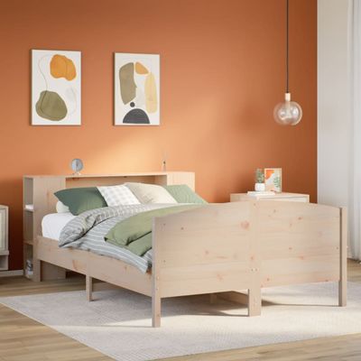 vidaXL Posteľ s knižnicou bez matraca 150x200 cm borovicový masív