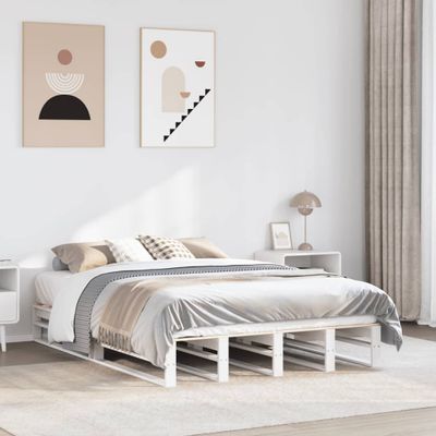 vidaXL Posteľ bez matraca biely 150x200 cm masívna borovica