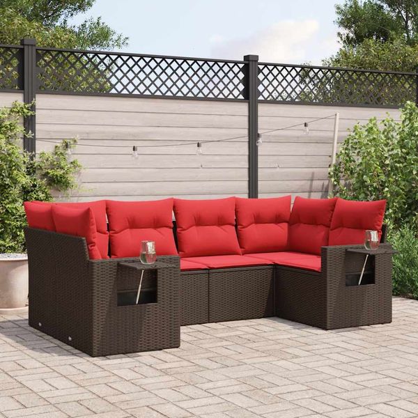 vidaXL 6-dielna záhradná súprava pohoviek s vankúšmi hnedá polyratan
