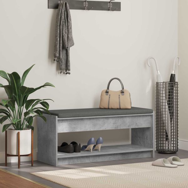 vidaXL Predsieňová lavica s vankúšom Betónovo Sivá 103 x 38 x 45 cm
