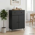 vidaXL Servírovacia skriňa Čierna 66 x 34,5 x 90 cm Kompozitné drevo