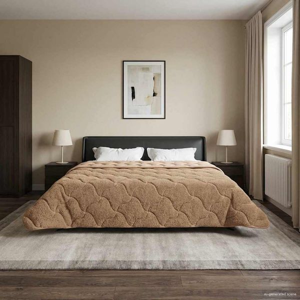 vidaXL Prikrývka na celý rok Šnurovaný Sivohnedá 240 x 260 cm