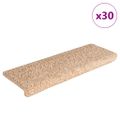 vidaXL Schodové rohože 30 ks 65x21x4 cm zlaté s obdĺžnikovým okrajom