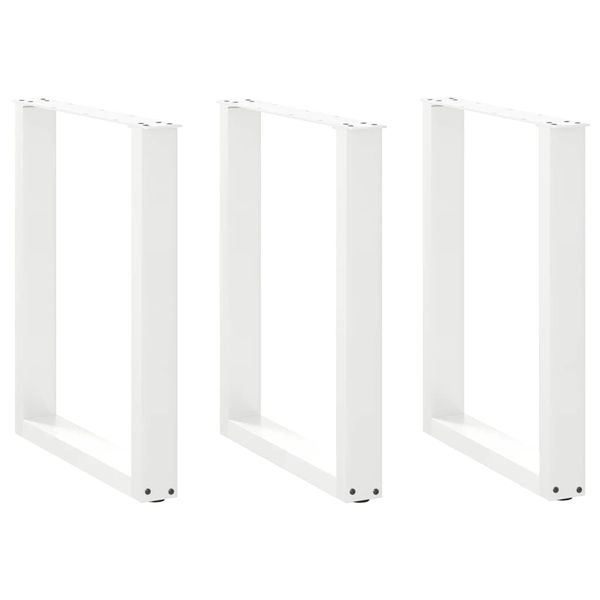 vidaXL Nohy k jedálenskému stolu v tvare U, 3 ks, biele, 70 x (72-73) cm, oceľové