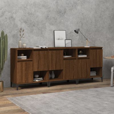 vidaXL Komody 3 ks hnedý dub 60x35x70 cm kompozitné drevo