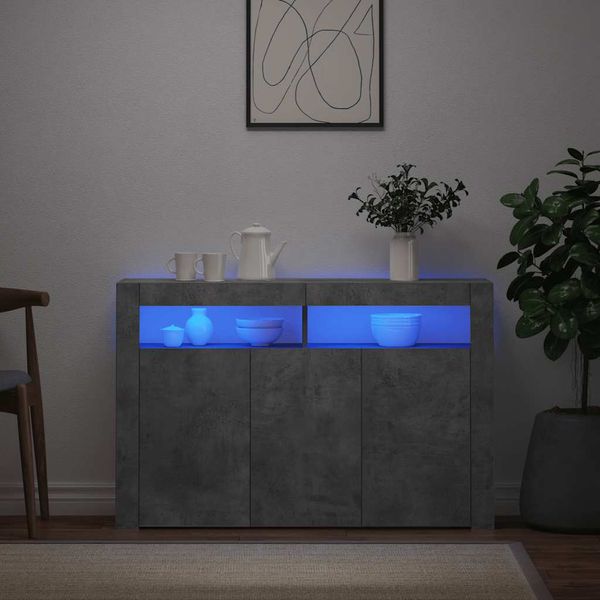 vidaXL Komoda s LED svetlami betónová sivá 116x30x75 cm
