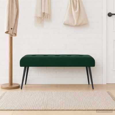 vidaXL Lavica s gombíkovým prešívaním Tmavozelená 110 x 40 x 46 cm
