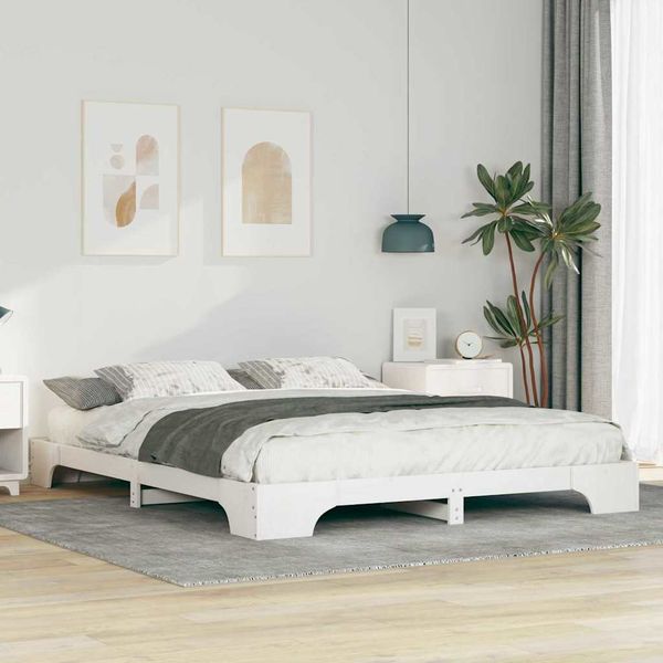 vidaXL Rám postele Biela 160 x 220 cm Masívne borovicové drevo