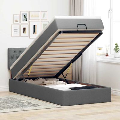 vidaXL Osmanský rám postele s matracom tmavosivá 80x200 cm látka