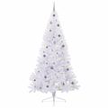 vidaXL Umelý vianočný stromček Biela 240 cm PVC a oceľ