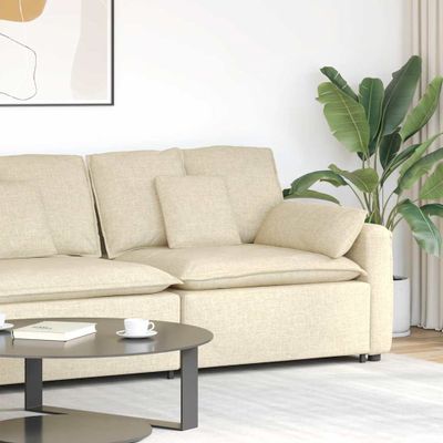 vidaXL Modulová opierka na ruky s vankúšmi, krémová 100 cm