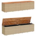 vidaXL Záhradný úložný box, béžový 220x50x54 cm, polyratan a akácia