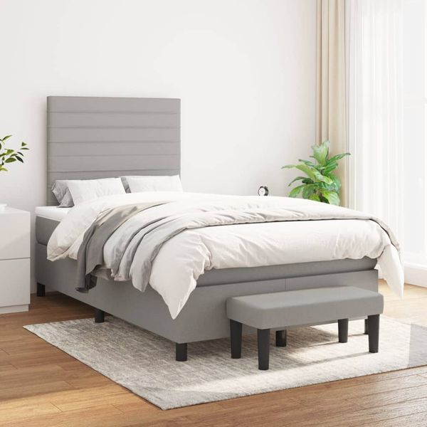 vidaXL Boxspring posteľ s matracom bledosivá 120x200 cm látka