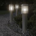 vidaXL Vonkajšia stojaca lampa zásuvka strieborná 60 cm nehrdzav. oceľ