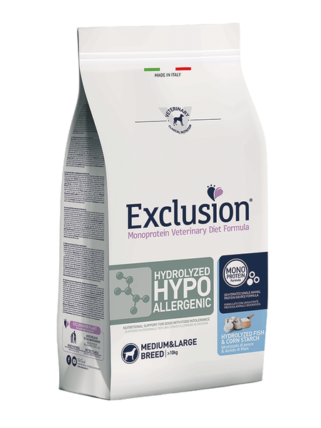 EXCLUSION HHFM11 MEDIUM/LARGE BREED hydrolyzované hypoalergénne granule 12kg, ryba/kukurica