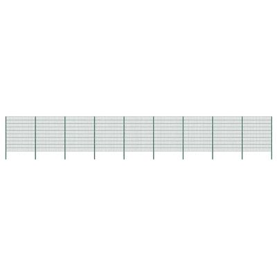 vidaXL Plotový panel so stĺpikmi, železný 1557,5x200 cm, zelený