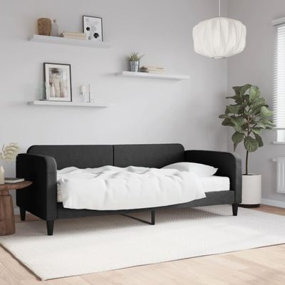 vidaXL Denná posteľ s matracom čierna 90x200 cm látka