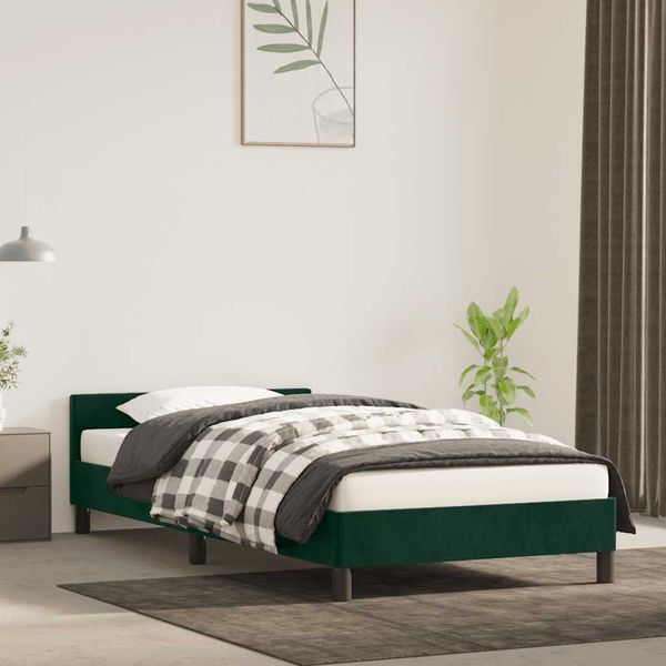 vidaXL Posteľ bez matraca tmavozelený 90x190 cm zamat