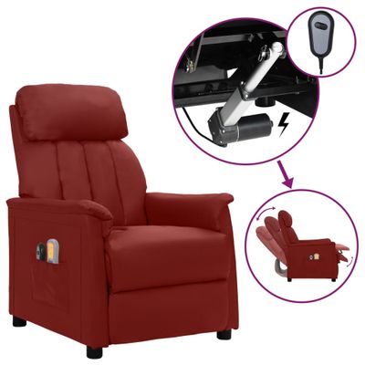 vidaXL Elektrické masážne kreslo vínovočervené umelá koža