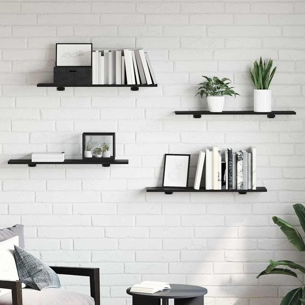 vidaXL Polica na knihy 4 pcs Čierny 80 x 20 x 1,5 cm Kompozitné drevo