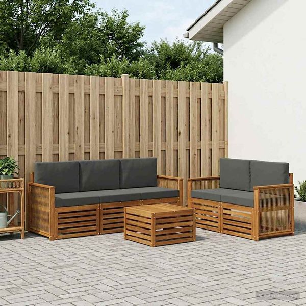 vidaXL Súpravy pohoviek s vankúšom 6 pcs Pevné akáciové drevo