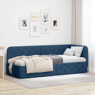vidaXL Rohový rám postele Modrá 80 x 200 cm látka
