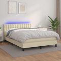 vidaXL Boxspring posteľ s matracom a LED krémová 140x190 cm umelá koža