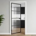 vidaXL Domové dvere 76 x 201,5 x 3,5 cm Hliník a tvrdené sklo