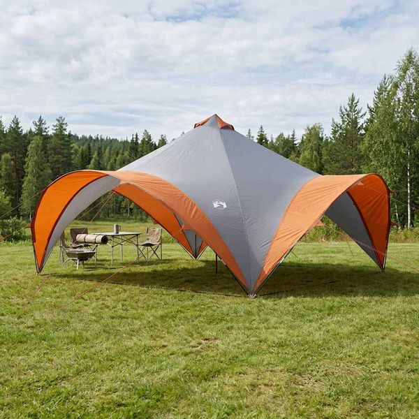 vidaXL Párty stan Šedá a oranžová 600 x 600 x 400 cm Polyester a oceľ