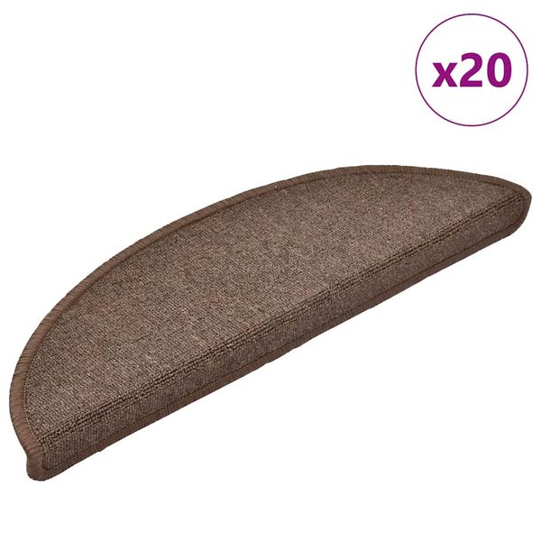 vidaXL Schodové rohože 20 ks 56x17x3 cm kávovo hnedé polkruhové