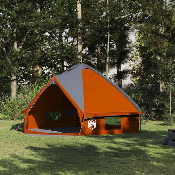 vidaXL Teepee stan pre 8 osôb Šedá a oranžová 490 x 410 x 210 cm