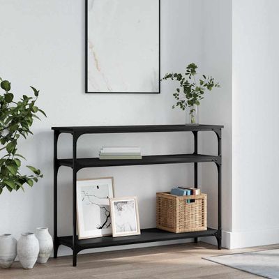 vidaXL Konzolový stolík čierny 100x29x75 cm kompozitné drevo