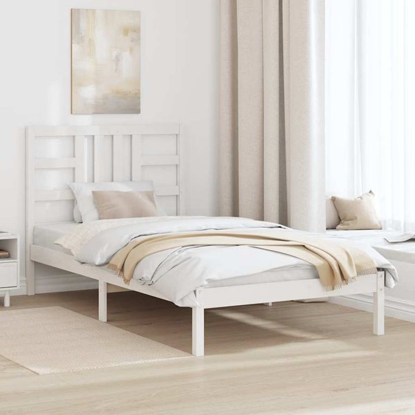 vidaXL Posteľný rám biely masívne drevo 100x200 cm