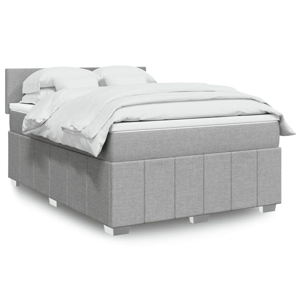 vidaXL Boxspring posteľ s matracom bledosivá 140x200 cm látka