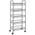 vidaXL Kuchynský vozík s 5 poschodiami sivý 46x26x105 cm železný